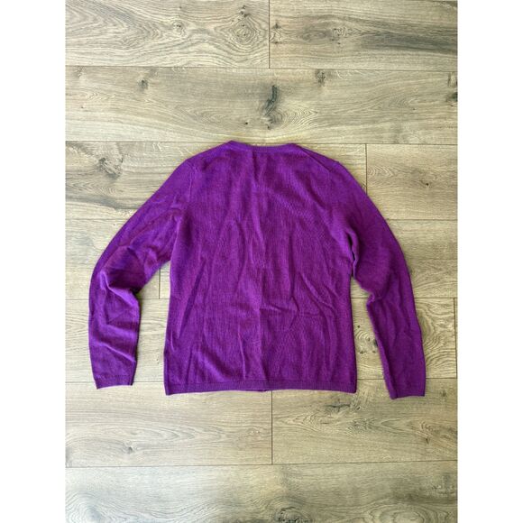 LANDS END S Womens Purple Fuschia 100% cashmere Long Sleeved Cardigan Sweater - Picture 5 of 9